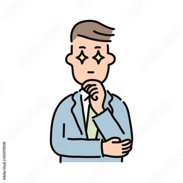 Fototapeta ビジネス_人物_男性_スーツ_上半身_ポーズ_たくらむ