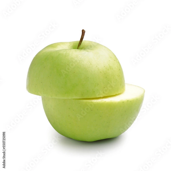 Obraz Cut green apple on white background