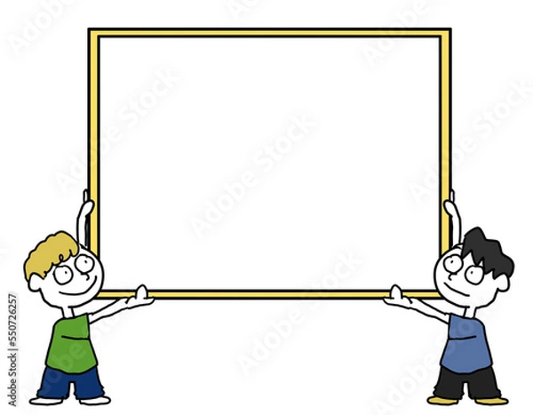 Fototapeta 大きいボードを持つ二人