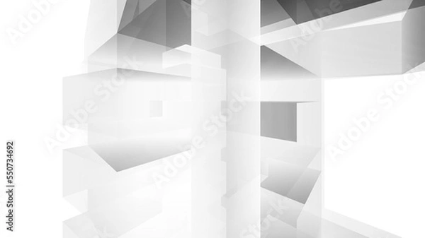 Fototapeta Abstract black and white architectural rendering 3d illustration