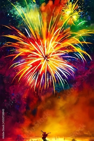 Obraz I am watching the new year fireworks explode in the sky. They are so beautiful! I can't believe it's already 2019.