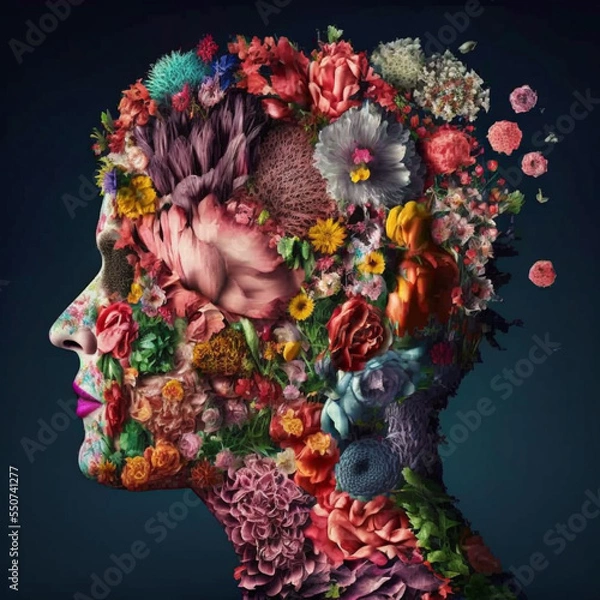 Obraz human head made out of flowers