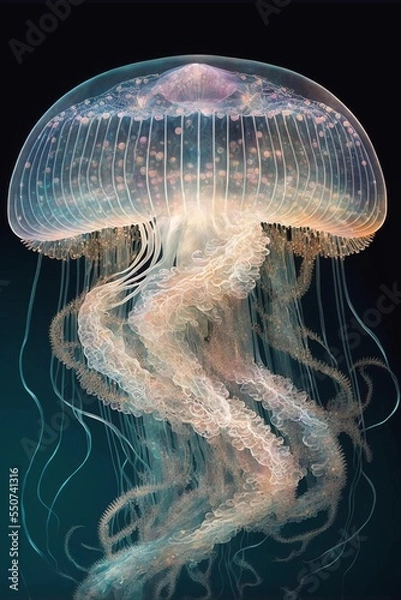 Fototapeta very detailed transparent ghostly jelly fish