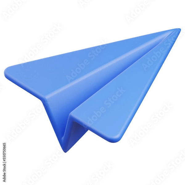 Fototapeta 3D Render Paperplane Icon, illustration isolated on white background, suitable for website, mobile app, print, presentation, infographic, and other projects.