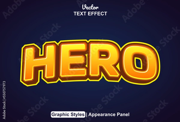 Obraz hero text effect with graphic style and editable.