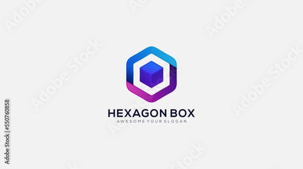 Obraz Premium Gradient Hexagon Box Logo design vector template