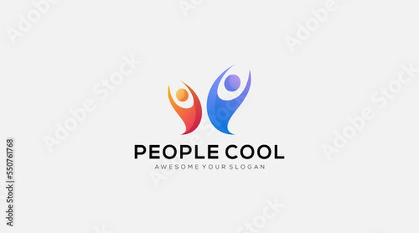 Fototapeta Happy people Icon logo design vector template