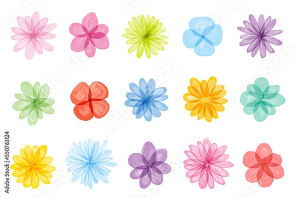 Fototapeta 水彩テクスチャ 花セット