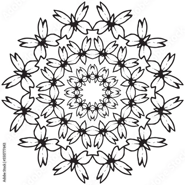 Obraz Easy mandala, coloring pattern for meditation on white background.
