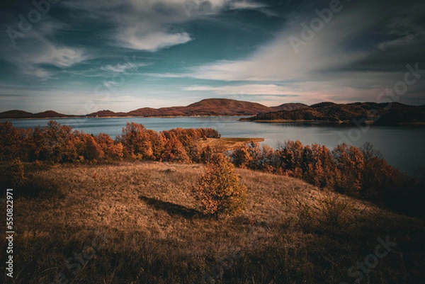 Obraz landscape with lake and mountains