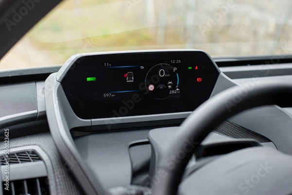 Fototapeta Modern EV car dashboard 
