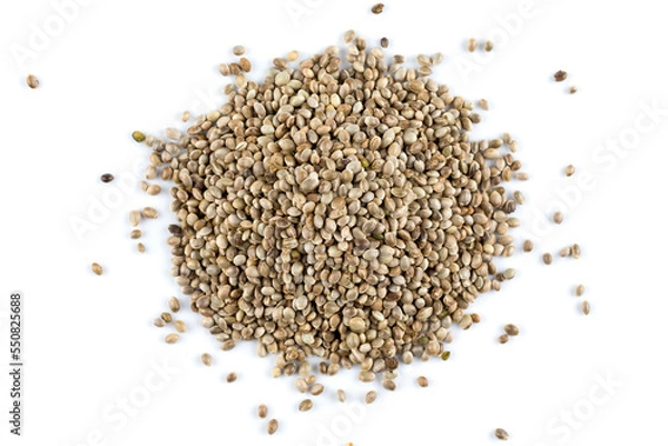 Fototapeta Cannabis hemp seeds pile close up macro shot isolated