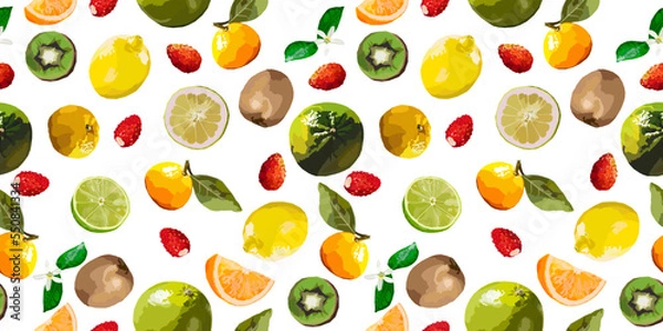 Fototapeta Citrus fruits vector seamless pattern