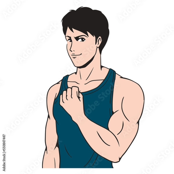 Obraz アメコミタッチのフィットネスをする日本人