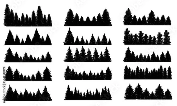 Obraz Pine tree silhouette forest set collection vector illustration for your company or brand