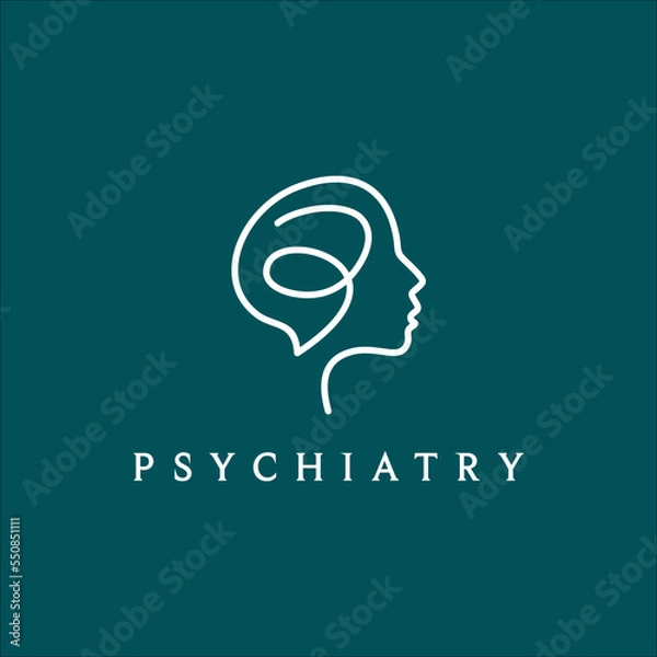 Obraz Line art psychiatry logo vector