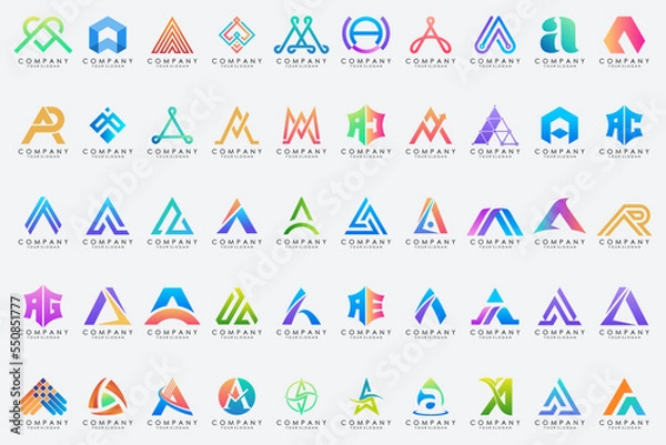 Fototapeta set of Letter A logo icon design template.