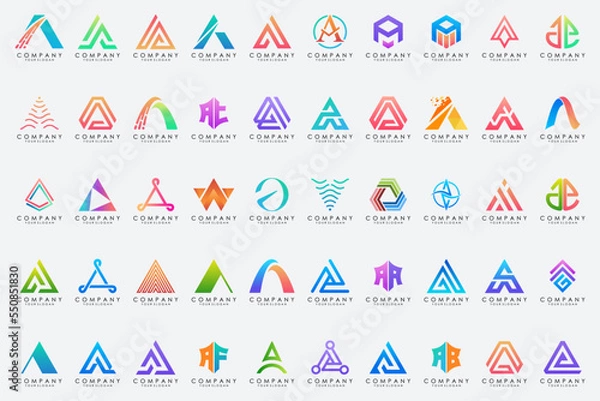 Fototapeta set of Letter A logo icon design template.