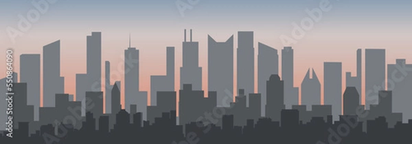 Obraz City skyline illustration, silhouette with background buildings.