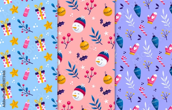 Obraz Colorful Christmas and Winter Pattern collection.