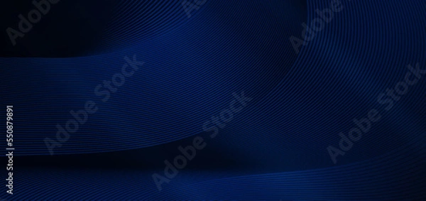 Fototapeta Abstract background horizontal wave lines design and pattern on dark blue background and texture.