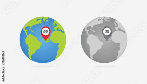 Fototapeta We are here Map pointers.Location pin set.GPS location symbol collection illustration with map