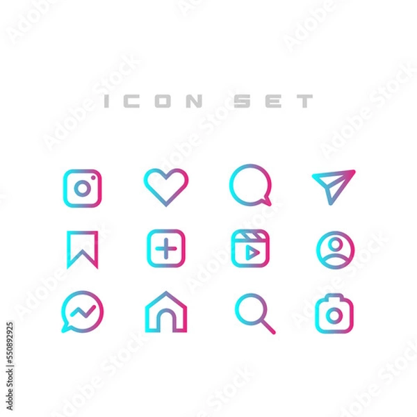 Obraz Gradient Icons set for social media 