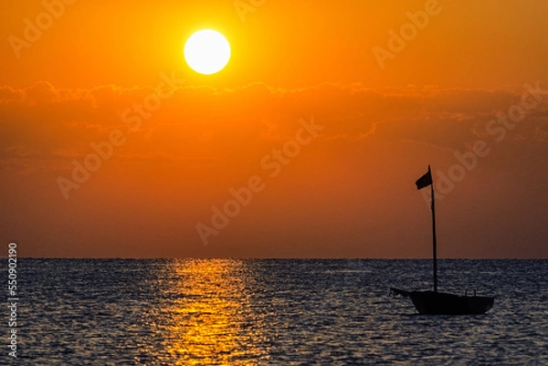 Fototapeta Sun and boat