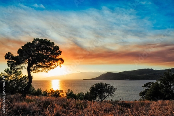 Fototapeta sunset at the mountains