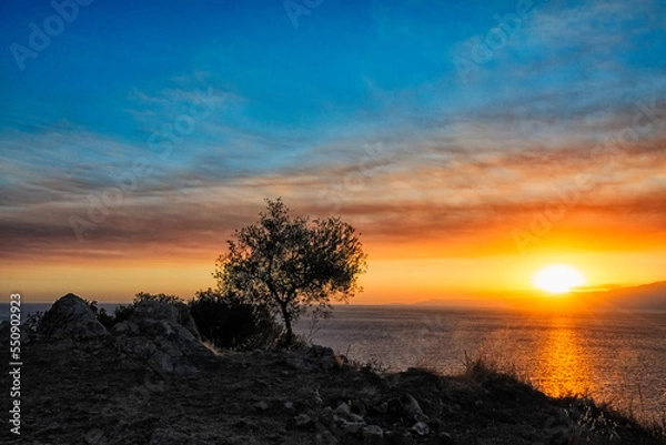 Fototapeta sunset in the mountains