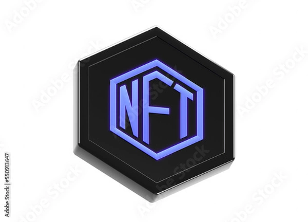Fototapeta NFT - non fungible token black futuristic coin 3D render