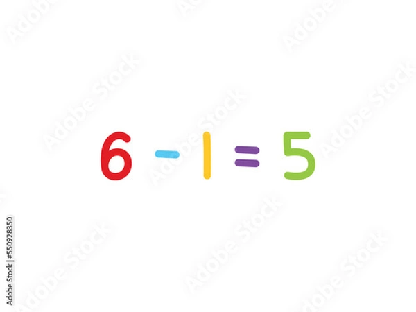 Obraz subtraction mathematics for children vector template