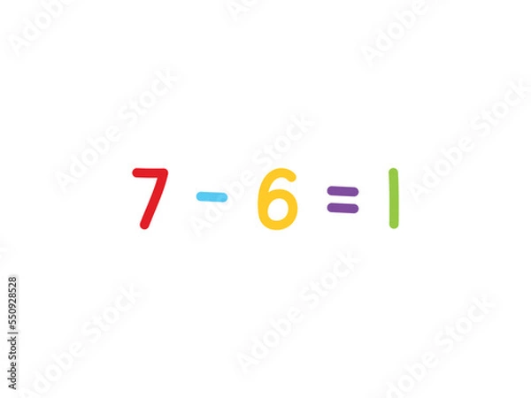 Obraz subtraction mathematics for children vector template