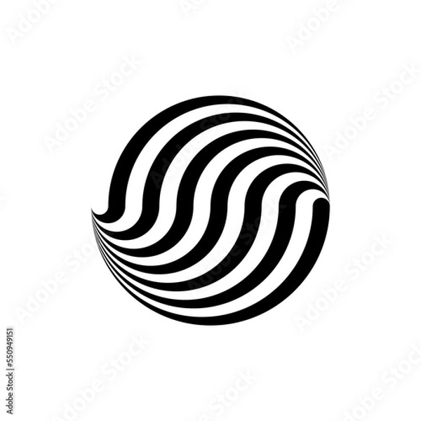 Fototapeta OpArt Optical Illusion Logo Abstract Design, Abstract art illustration with black and white stripes, pattern background