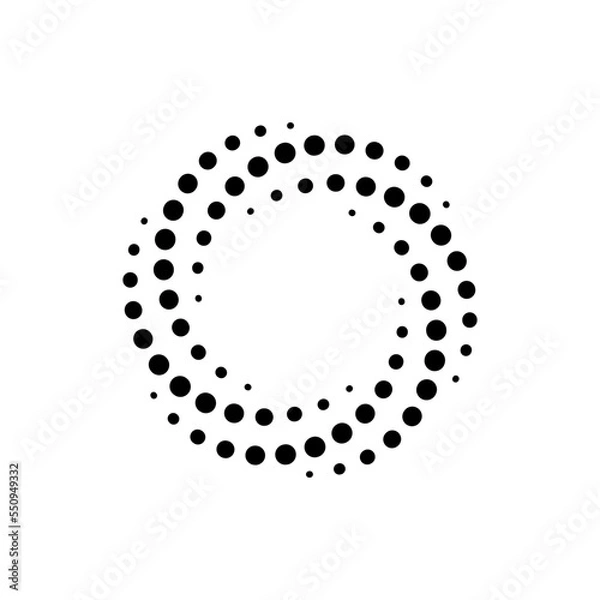 Fototapeta Dotted Vortex spiral logo abstract circle shape - spiral motion twirl twist curve rotation spin whirlpool radial warp geometric shape for businesses - spinning circle