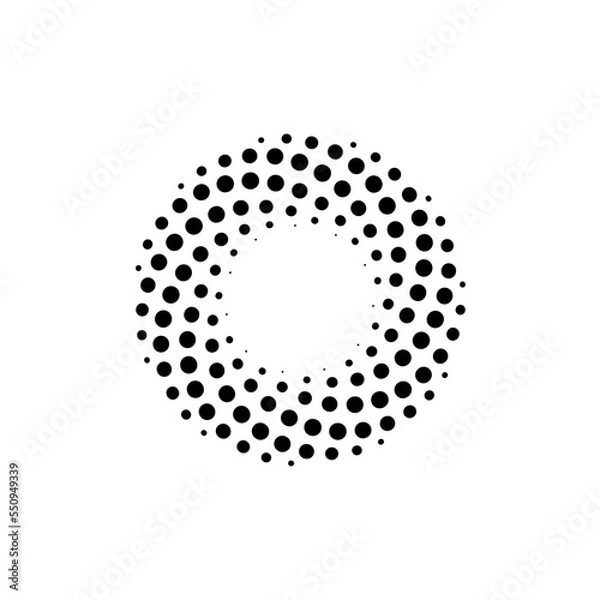 Fototapeta Dotted Vortex spiral logo abstract circle shape - spiral motion twirl twist curve rotation spin whirlpool radial warp geometric shape for businesses - spinning circle