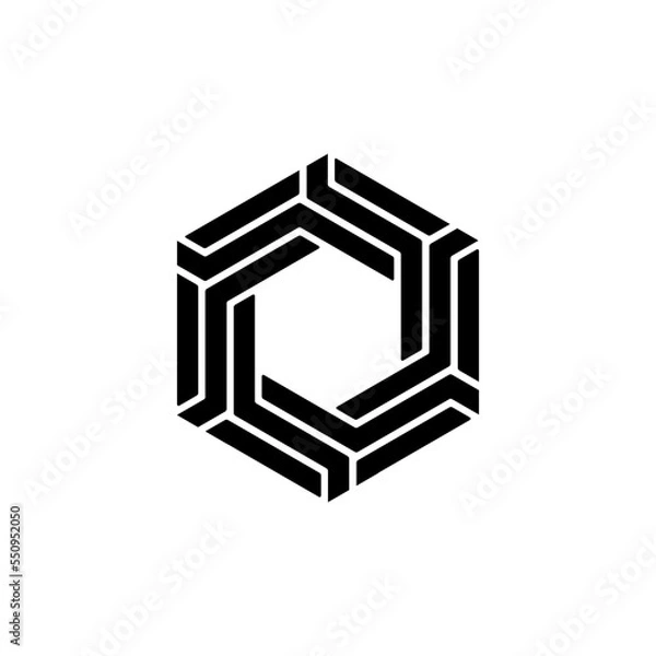 Fototapeta Hexagon Logo - element perspective geometric abstract design vector line art geometry shape grid mosaic finance business