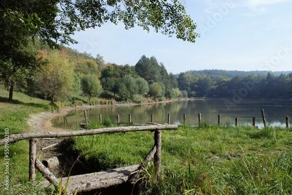 Obraz wooden bridge over lake