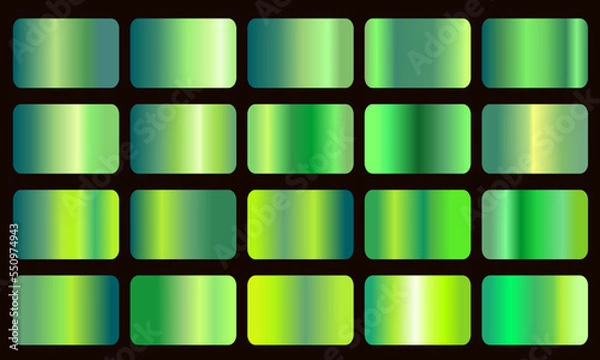 Fototapeta green gradients metallic gradients set. Green ecology vector gradients set. Glossy shiny nature green gradient colorful illustration gradation 