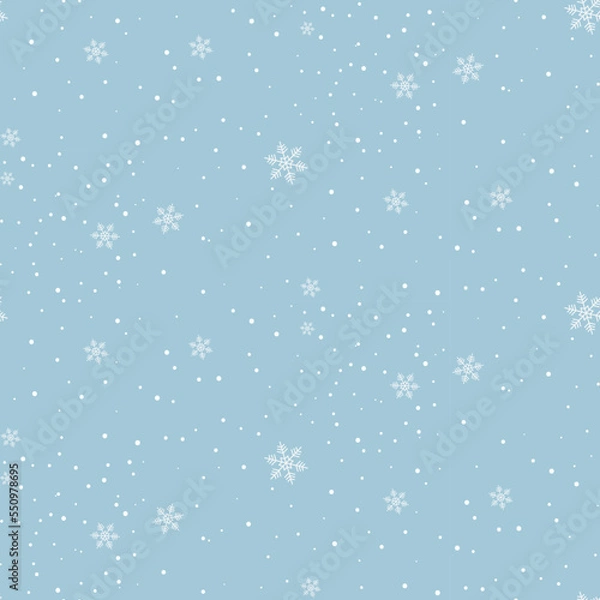 Fototapeta Seamless pattern with snowflakes on the blue background