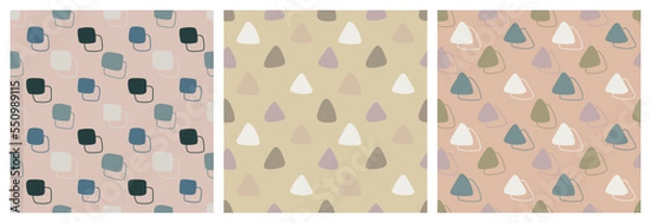 Fototapeta Flat abstract seamless pattern, Hand drawn geometric shapes, Abstract pattern simple shape, Contemporary Art, vector illustration.