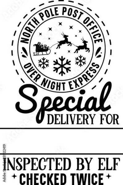 Obraz North  pole post office over night express special delivery for name inspected by elf checked twice