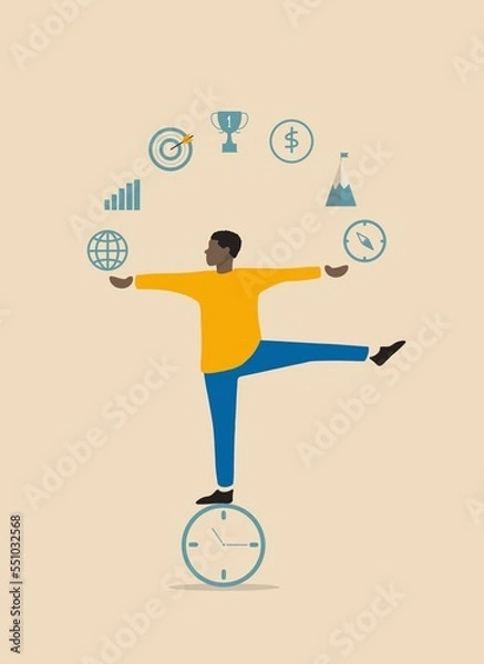 Fototapeta Man Balancing Time Management With His Target Goals