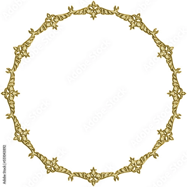 Fototapeta イラスト素材: アンティーク、ビンテージのゴールドメタリックのフレーム。飾り罫オーナメント