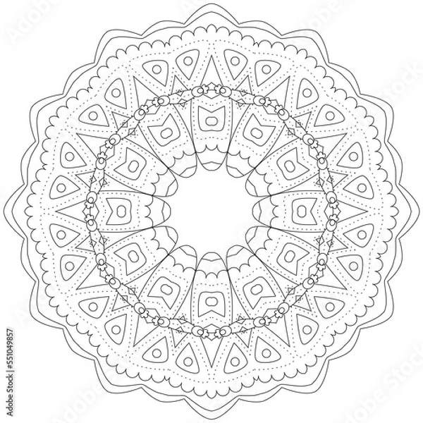 Obraz Easy mandala, coloring pattern for meditation on white background.