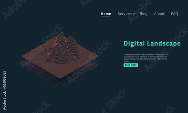 Fototapeta Design for Landing Page. Abstract wireframe background. Digital technology terrain. EPS 10 Vector.