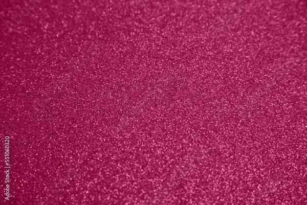Obraz Viva magenta shiny blurred background for holiday design. Christmas abstract sparkles, selective focus