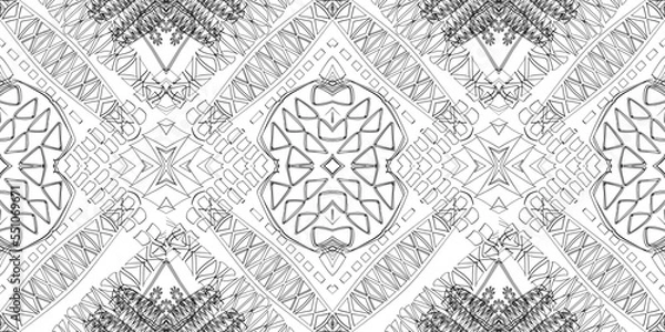 Fototapeta Seamless ethnic pattern in mint tints.Tribal seamless colorful geometric pattern.Ethnic vector texture.Traditional ornament.Embroidery texture with geometric ornament.Pattern for surface design.EPS10