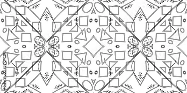 Fototapeta Seamless ethnic pattern in mint tints.Tribal seamless colorful geometric pattern.Ethnic vector texture.Traditional ornament.Embroidery texture with geometric ornament.Pattern for surface design.EPS10