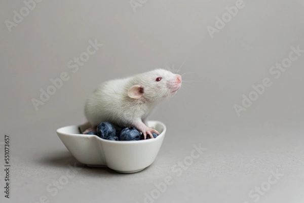 Fototapeta Cute rat on a gray background